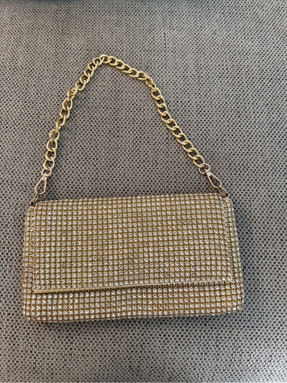 Jessica McClintock Gold Crystal Chain Shoulder Bag